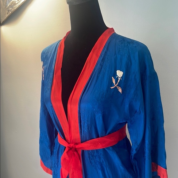 Elegant Blue and Red Women's Robe - Picture 2 of 3
